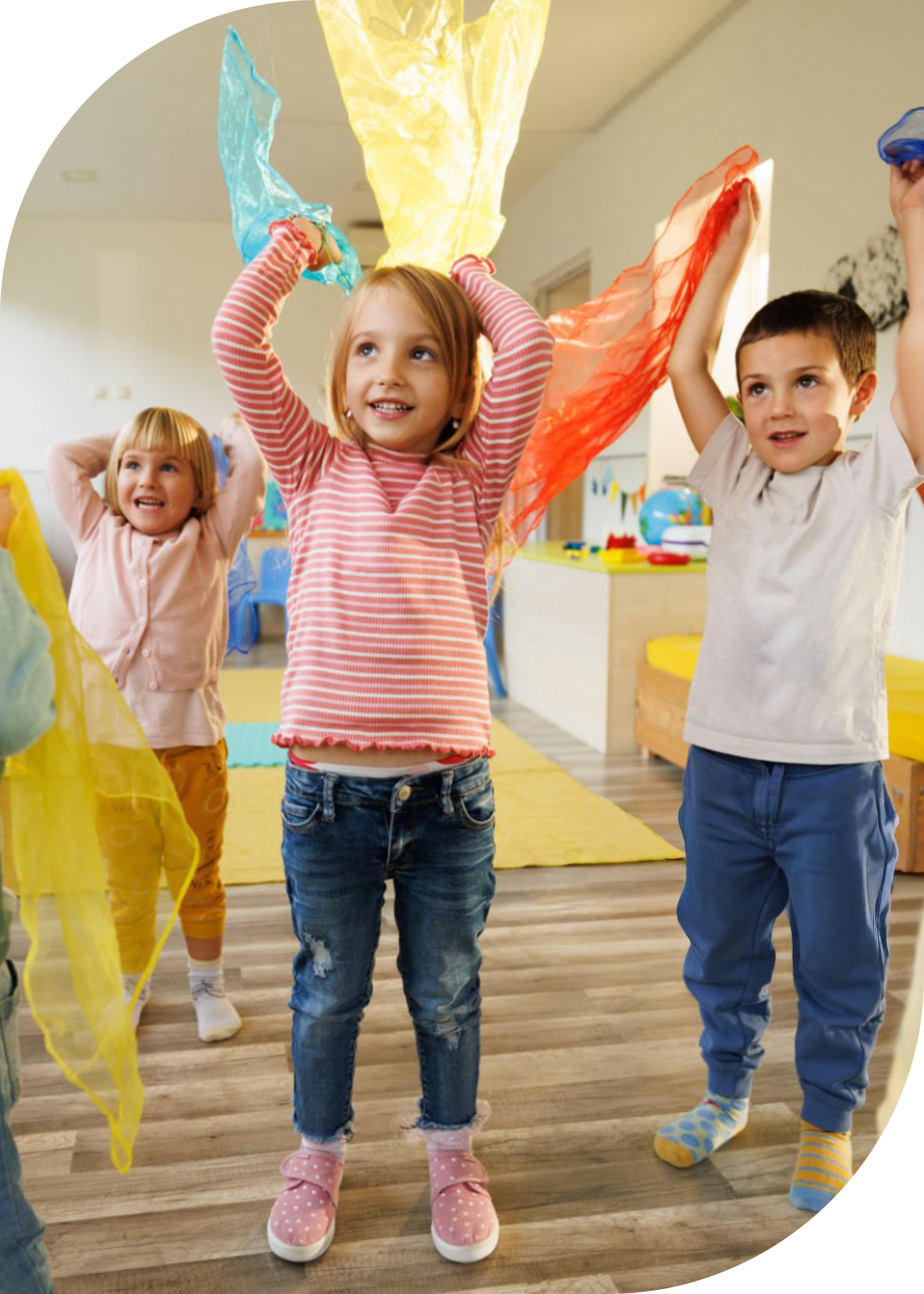 Kids in creative dance class with props